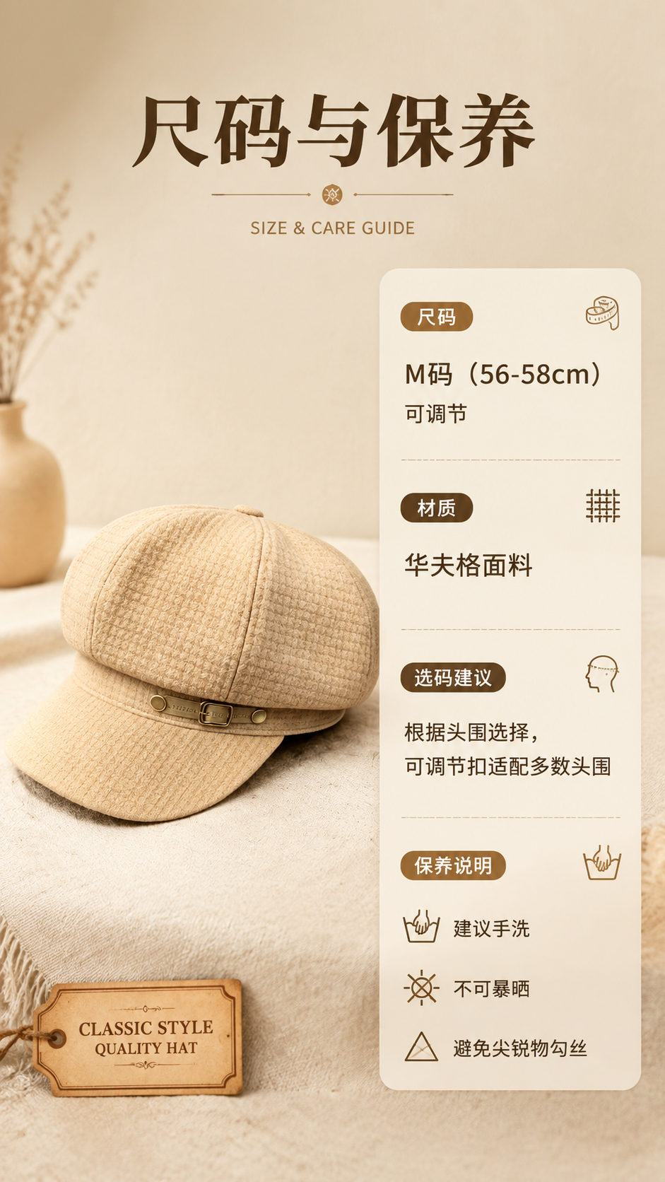 [商品] 使用【图8】4色八角贝雷帽产品图（取卡其色单帽）；商… - 图片创意预览