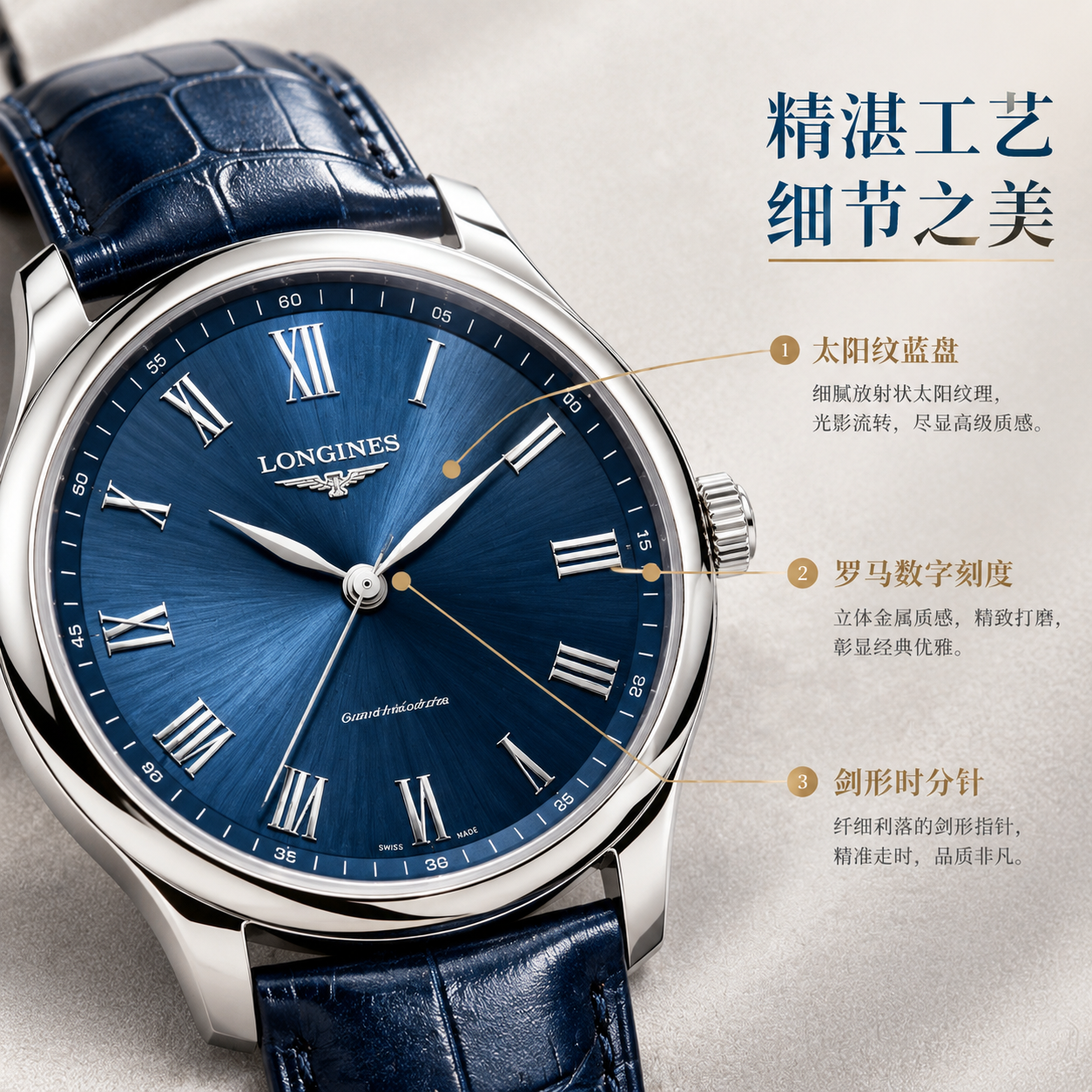 [主图-2] 核心亮点 材质与工艺展示 表盘细节微距。 [统一… - 图片创意预览