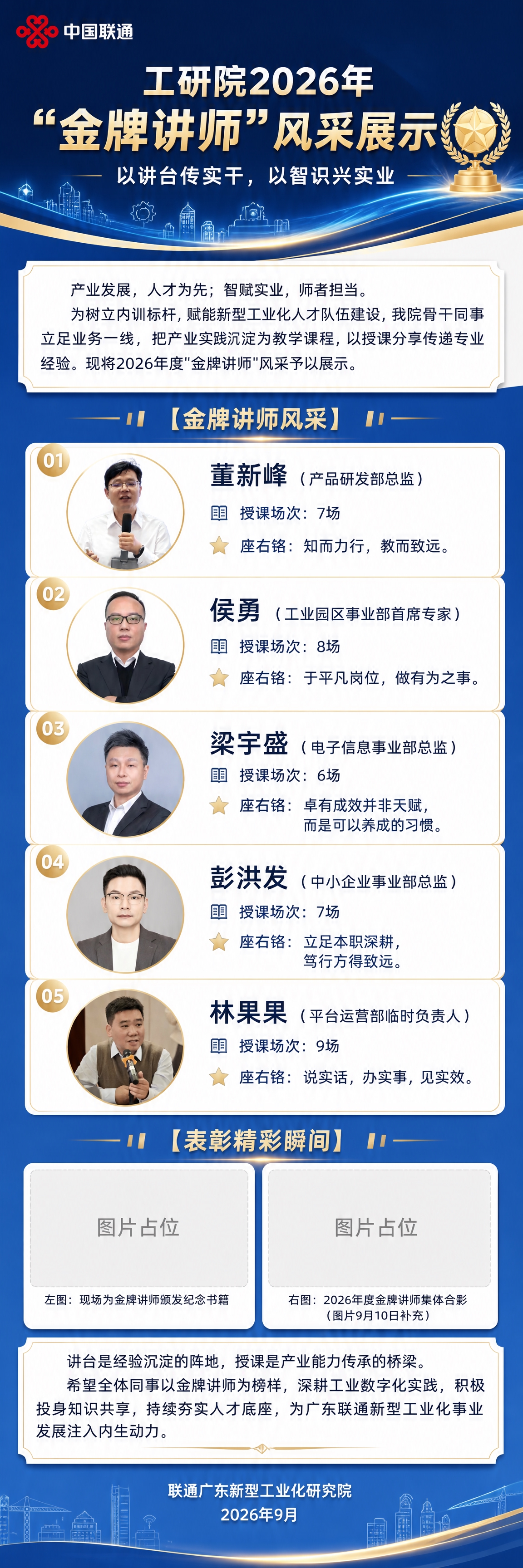 一张竖版超长宣传长图海报，工研院2026年"金牌讲师"风采展示… - 图片创意预览