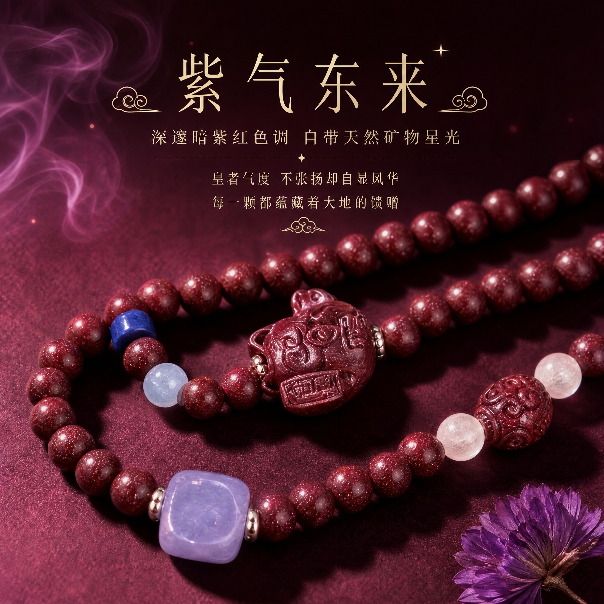 [商品] 使用【图1】紫金砂招财猫平安转运珠双圈手串；保留所有… - 图片创意预览