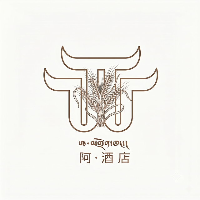 参考图1中小植物的显示比例和排版位置，将图2中的多颗青稞植物美化缩小，保持多颗缠绕的生长效果，让植物大小和位置和图1的植物效果一致，不改变LOGO整体轮廓和线条风格