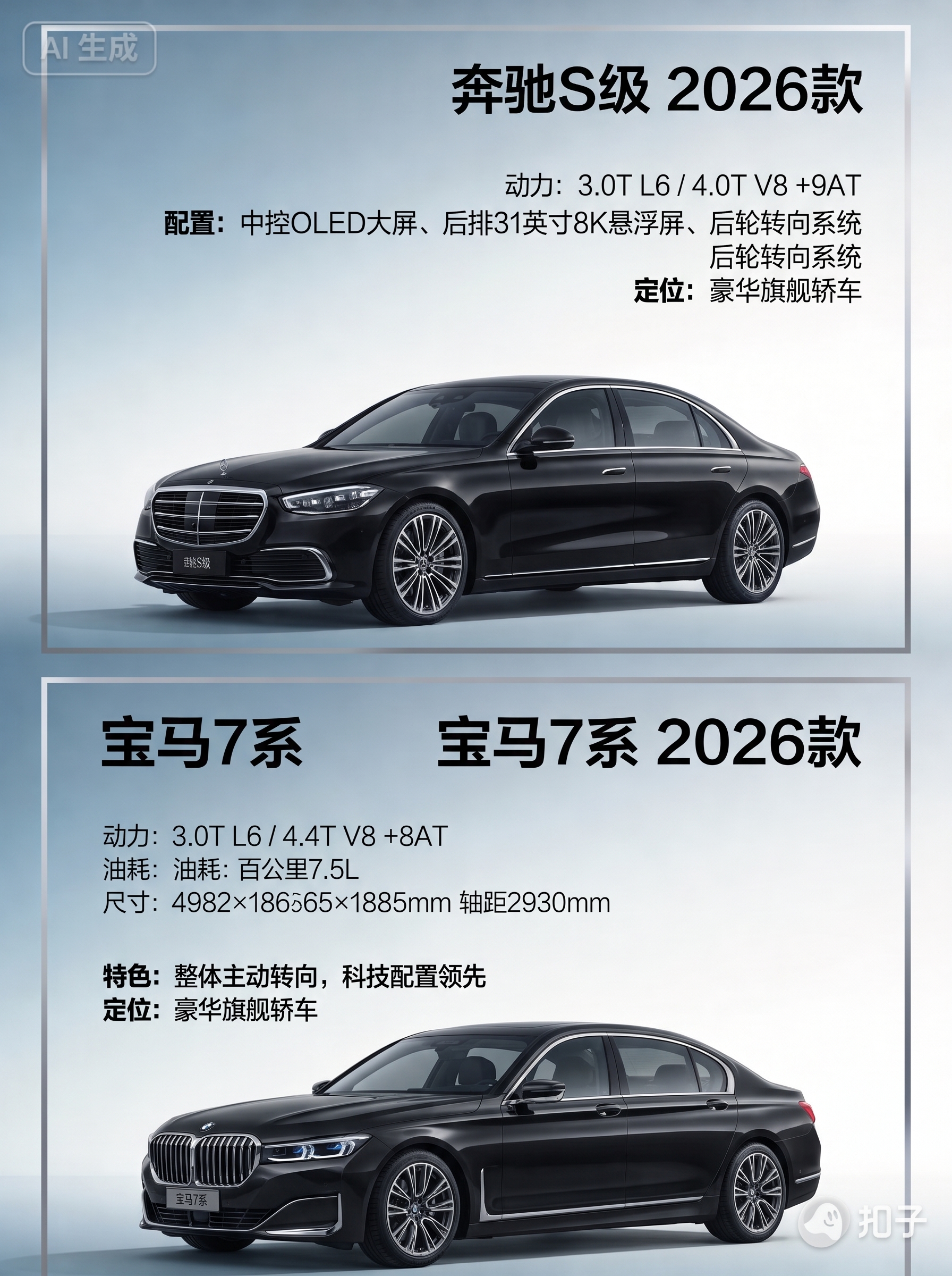 1:1复刻参考图的版式风格，上下分栏对比两款汽车，比例3:4，… - 图片创意预览