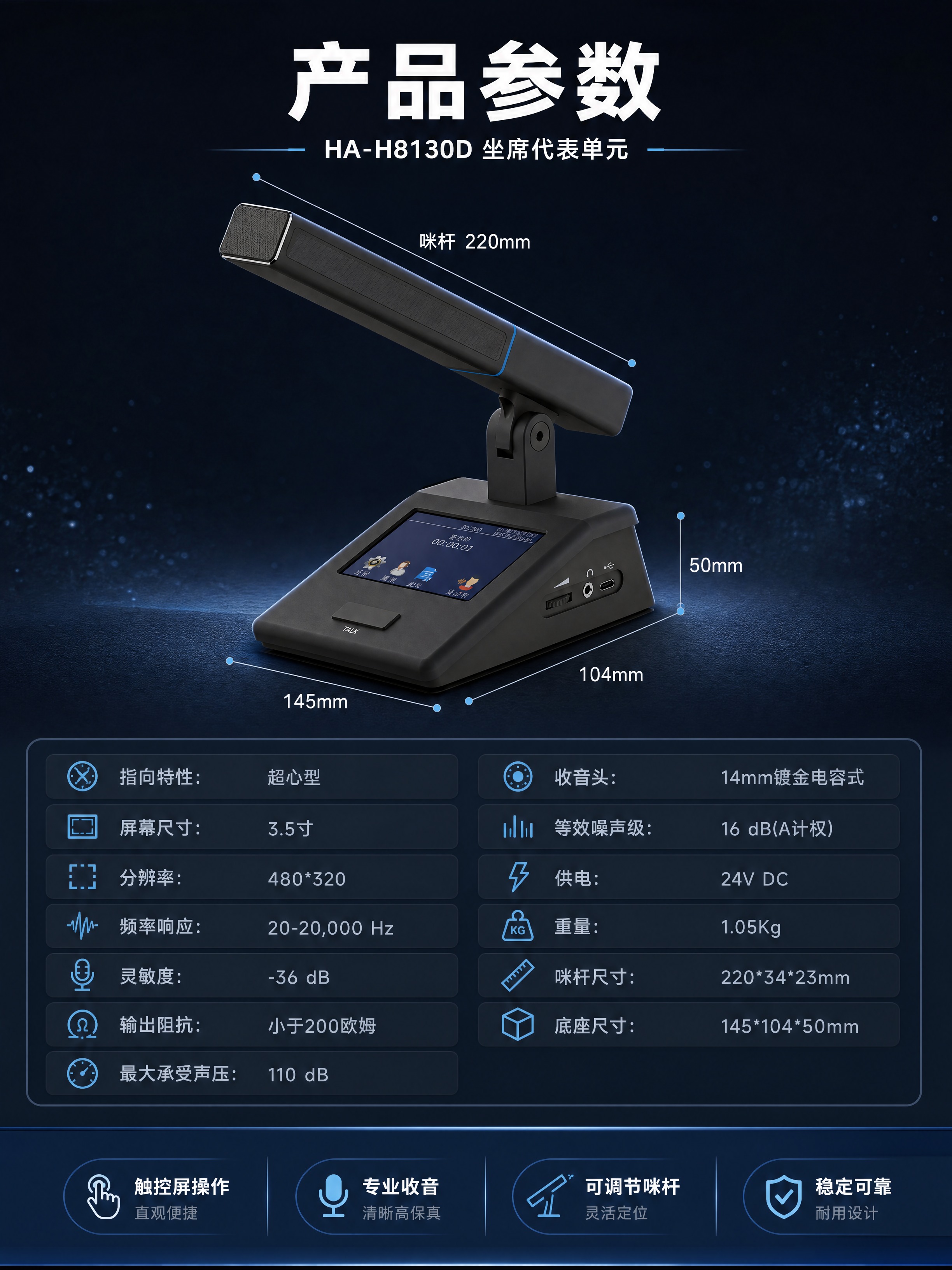 [商品] 使用【图1】HA-H8130D坐席代表单元会议话筒；… - 图片创意预览