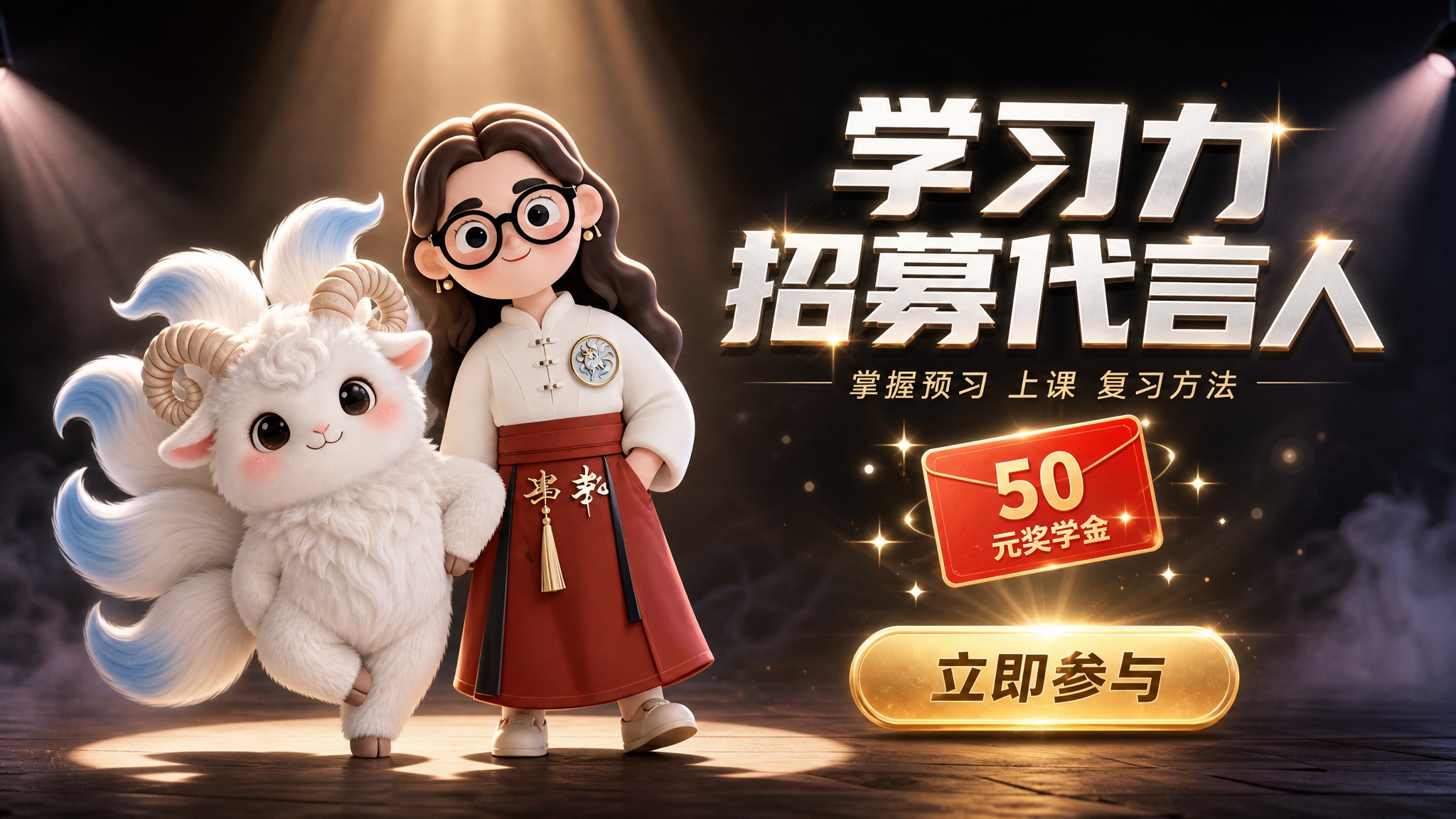 小程序轮播图，750×422px横版。舞台聚光灯风格，深邃暗背… - 图片创意预览