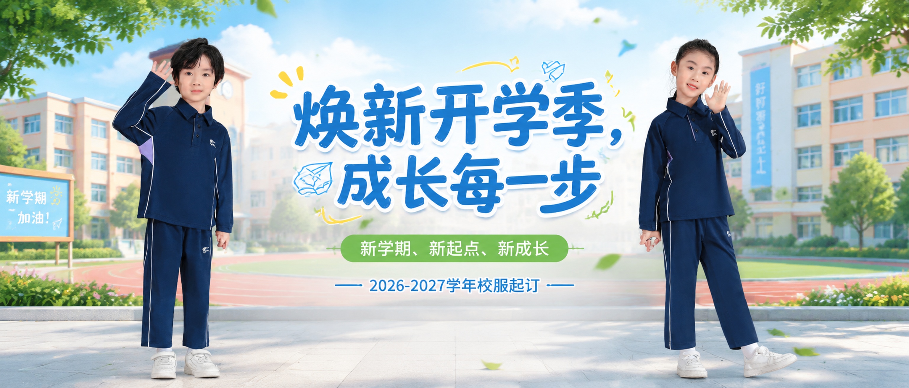 将原图背景更换为元气校园风背景，将图片调整到尺寸710*280… - 图片创意预览
