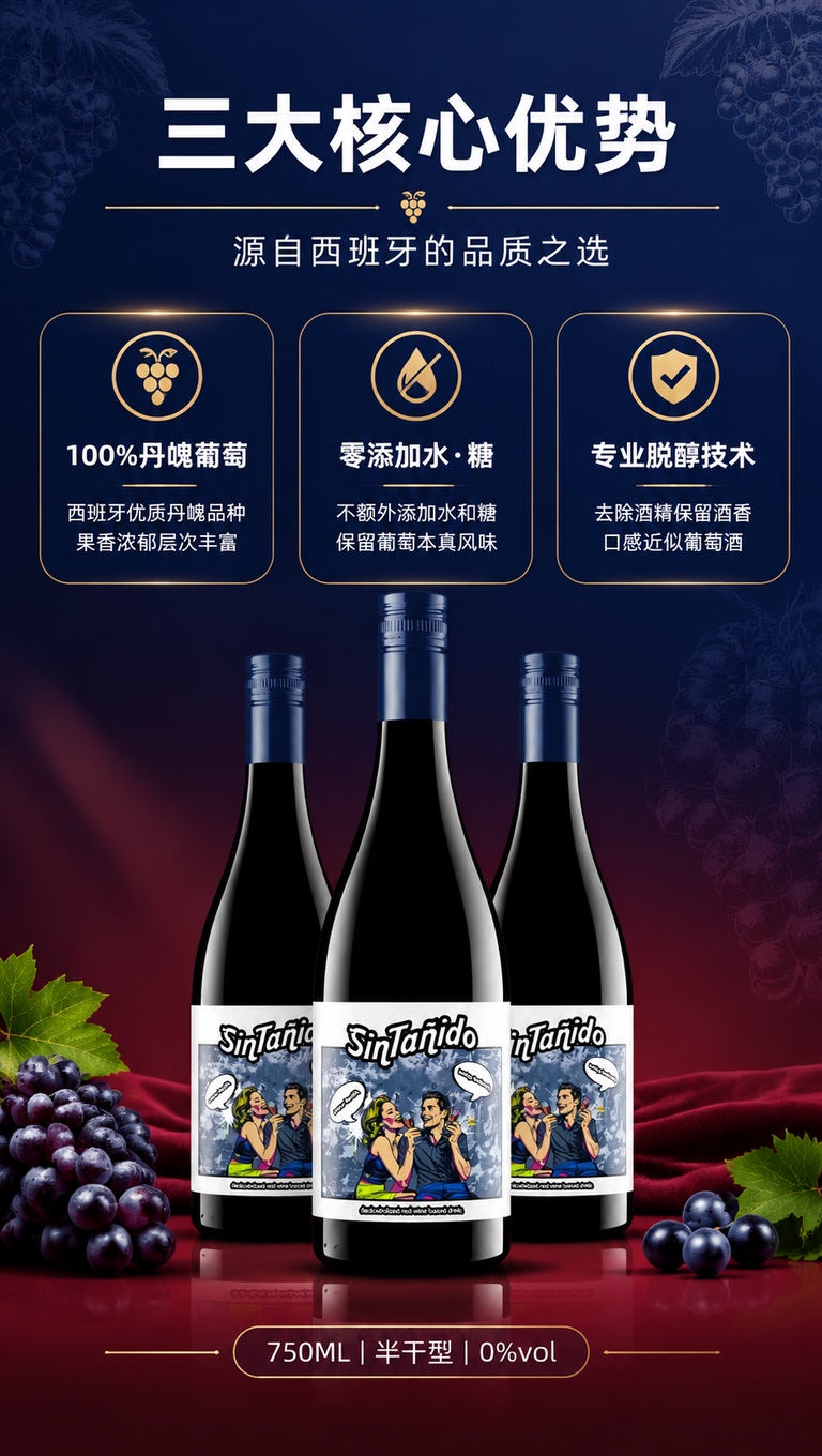 [商品] 使用【图1】新特尼脱醇红葡萄汁酒瓶；保留瓶身结构、深… - 图片创意预览