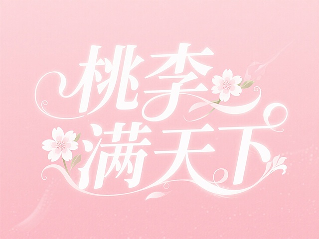 甜美梦幻插画风，大字设计融入樱花元素，营造浪漫节日氛围。