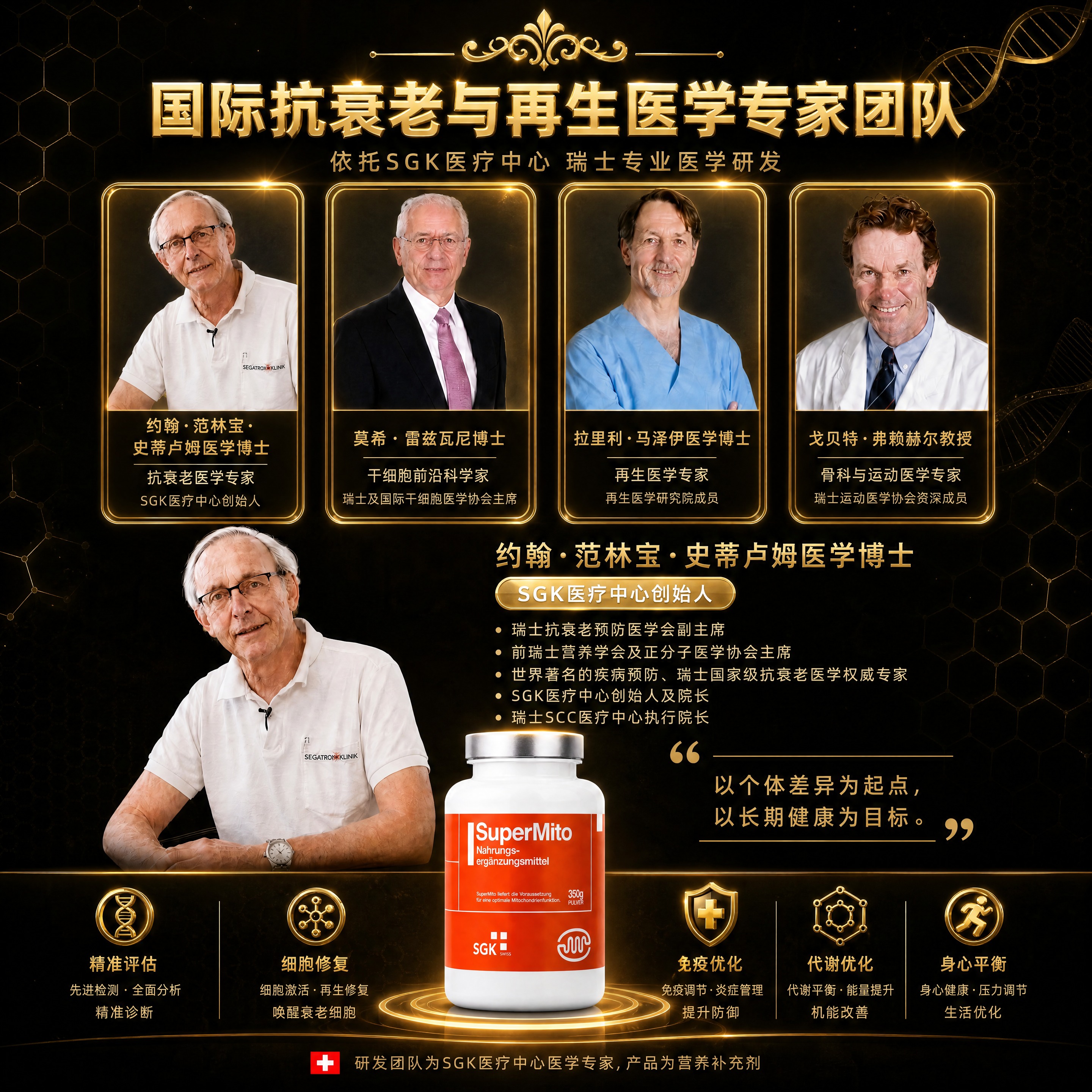 将图3（专家团队页）的整体色调风格统一改为参考图6的黑金高端奢… - 图片创意预览