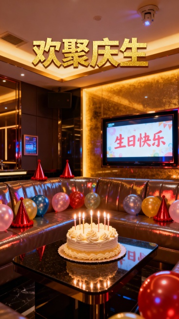 生成50张商务KTV的照片，图片加入一些文字预览效果