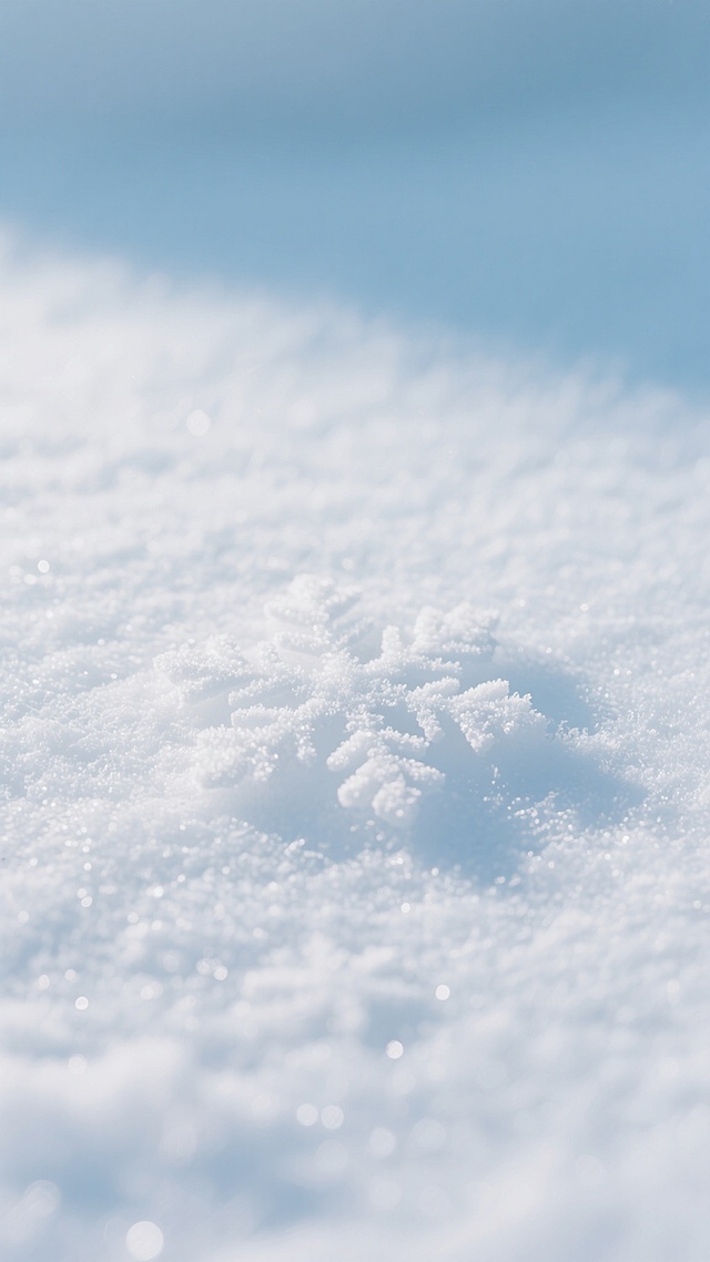 纯净的雪地背景，呈现细腻的白色雪花纹理，整体色调为柔和的淡蓝色与白色渐变，光线均匀柔和，营造出干净、宁静、简洁的氛围，适合作为背景使用，无任何杂物或多余元素干扰。