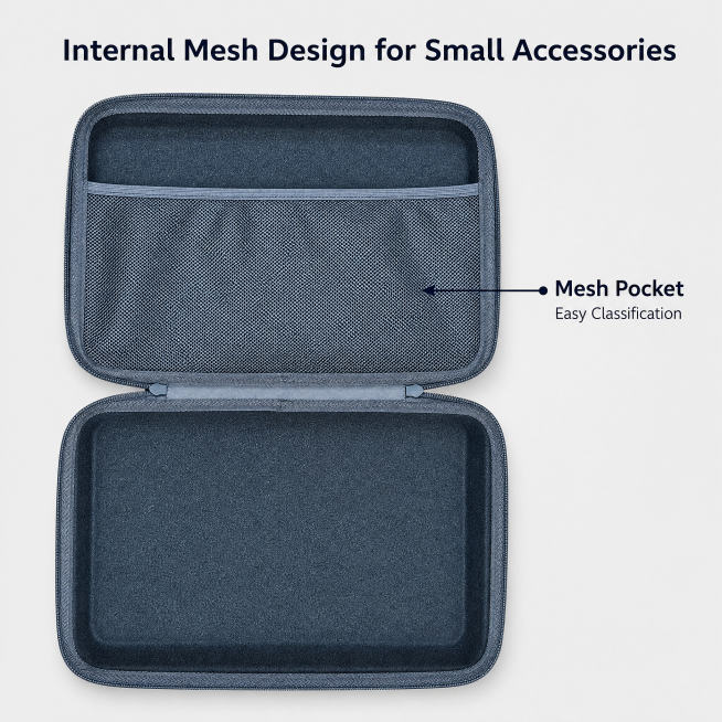 [主图5] Internal mesh pocket detail display. The case is fully opened, keep the mesh pocket structure预览效果