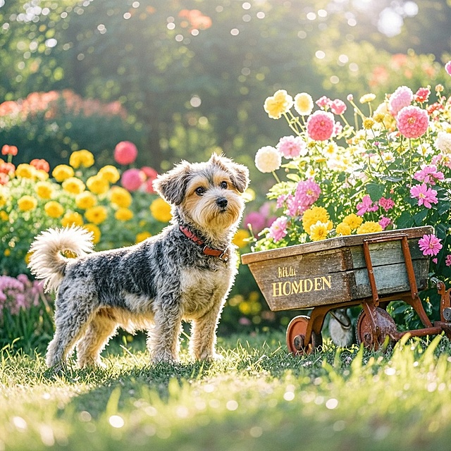 一只狗，公园，阳光