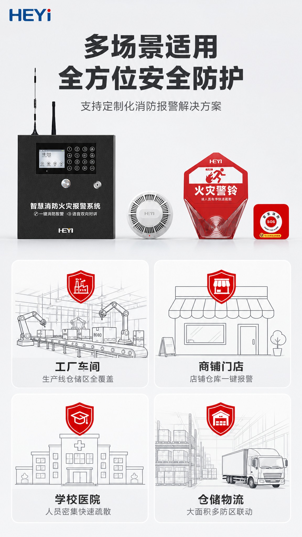 [商品] 使用【图1】智慧消防火灾报警系统套装，包含黑色报警主… - 图片创意预览