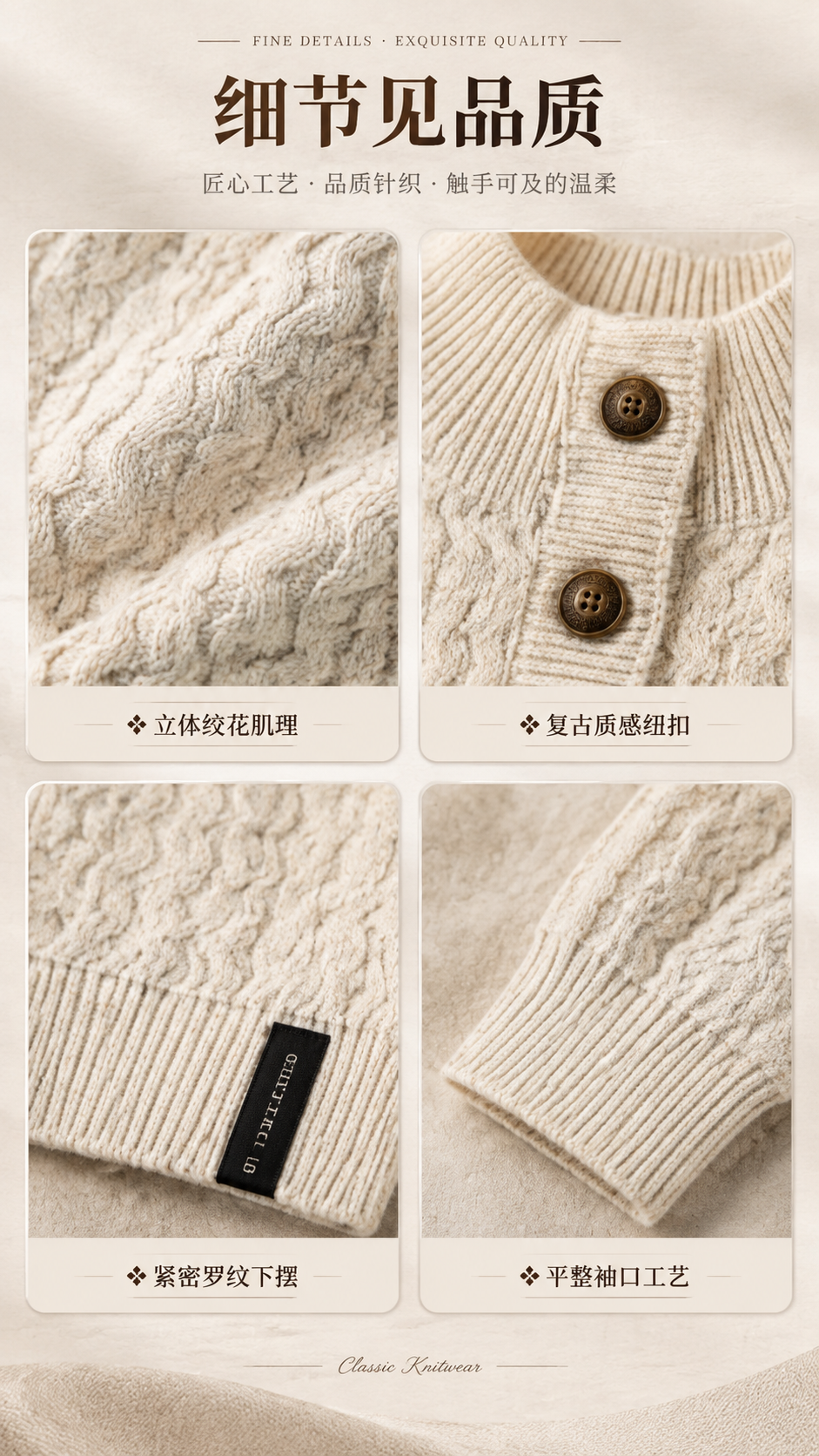 [商品] 使用【图1】米杏色半高领针织开衫；商品处理：保留半高… - 图片创意预览