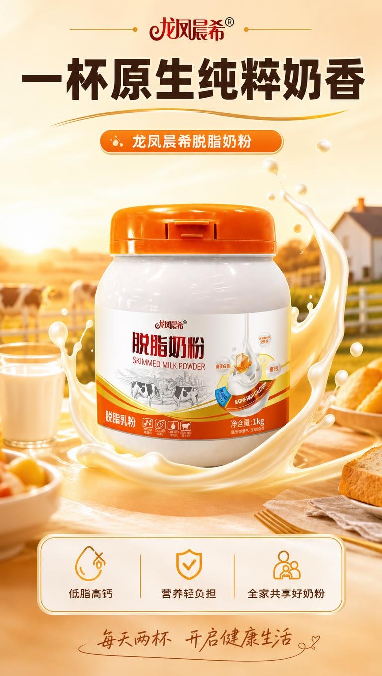 [商品] 使用【图1】龙凤晨希脱脂奶粉1kg瓶装；保留全部瓶身… - 图片创意预览
