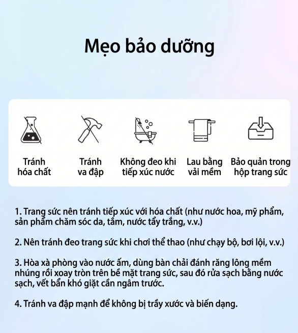 修改图片中的文字，把图片里所有中文字翻译成越南语，其余内容（包括图标、布局、背景颜色）保持不变
翻译内容对应：
保养贴士 -> Mẹo bảo dưỡng
避免化学品 -> Tránh hóa chấ预览效果