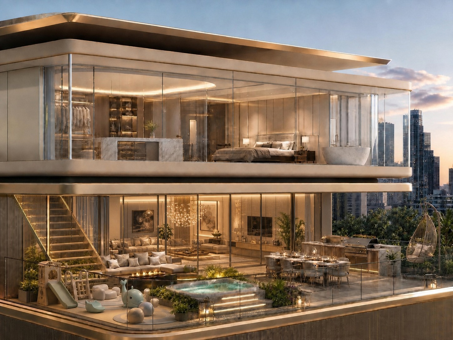 将一楼阳台后方的绿植墙面改为大面积落地玻璃推拉门，透过玻璃门可… - 图片创意预览