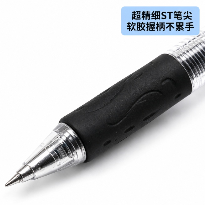 「图片1」「图片1」「图片1」「图片1」，生成一套主图（5张），商品名称为好来星ST刷题笔，适配抖音/快手平台，单图比例为1:1，需求屏数为5张。卖点：自动中性笔，书写顺滑不断墨，出墨均匀，刷题不累，预览效果