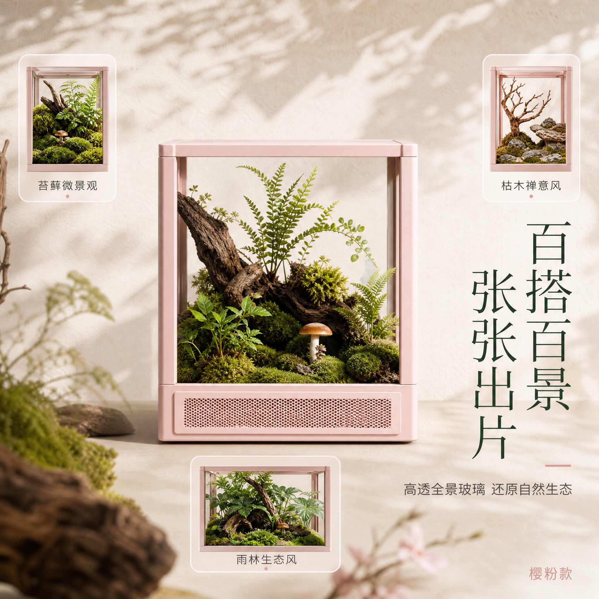 [主图-2] 核心卖点图，主题为「百搭造景 出片率极高」，核心… - 图片创意预览