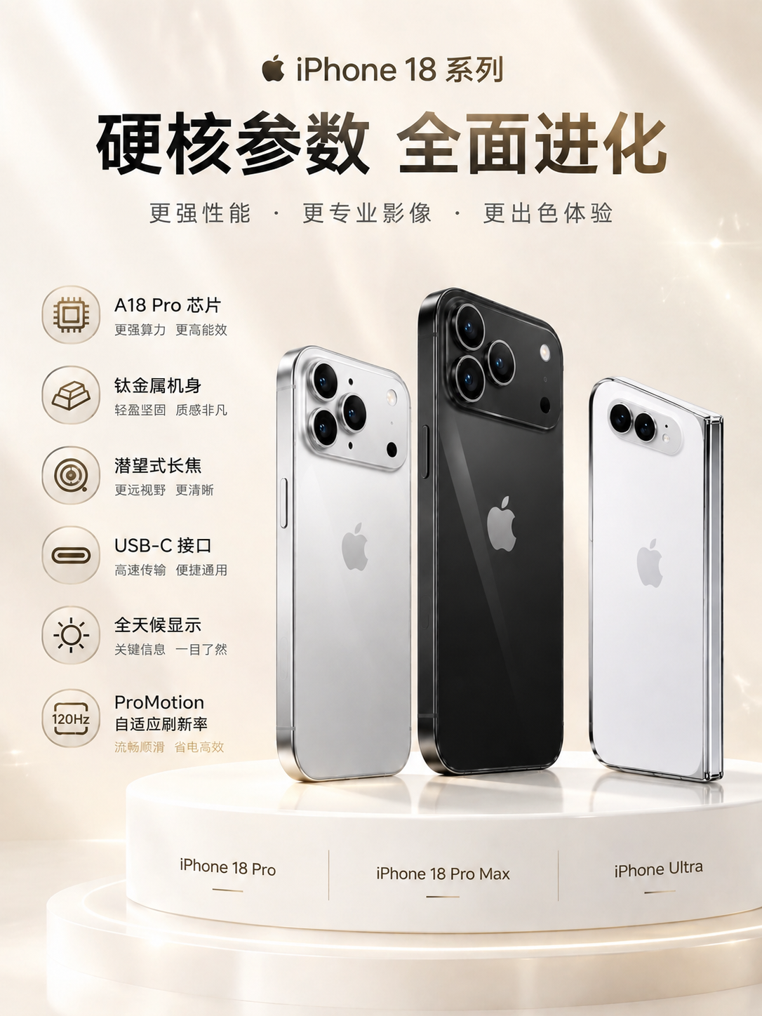 将图中左侧的iPhone 18 Pro替换为参考图image5… - 图片创意预览