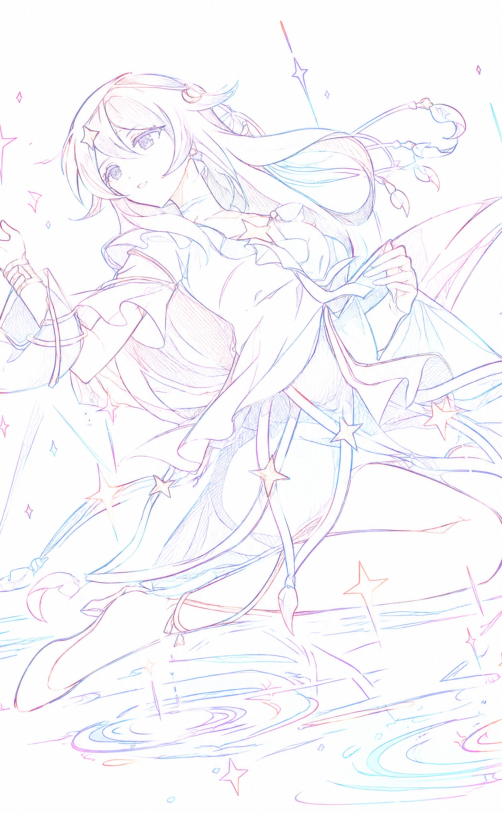 把第一张图（动漫风少女插画：银发少女身穿蓝白配色连衣裙，头侧有… - 图片创意预览