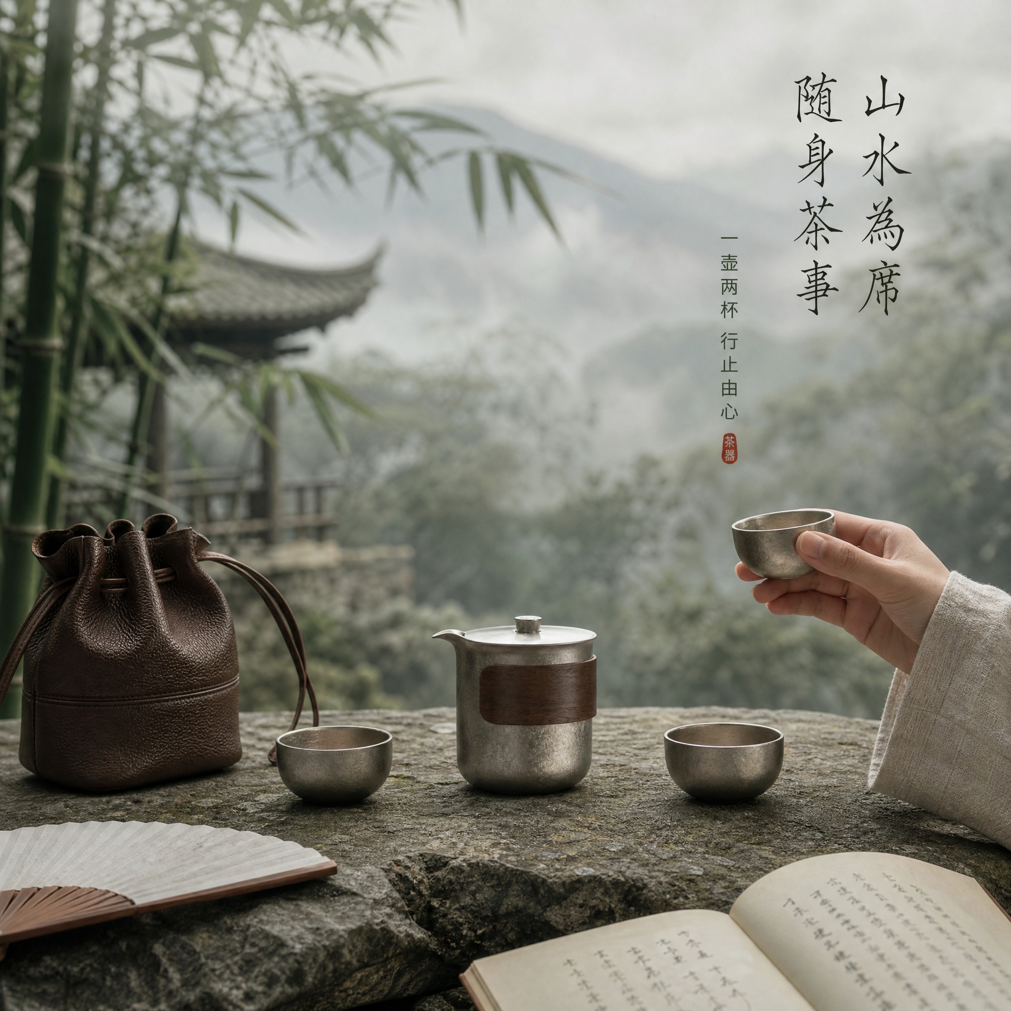 [主图-4] 场景适用与便携性 山间茶室户外品茶场景。 [统一… - 图片创意预览
