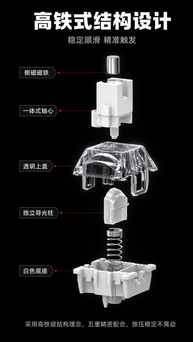 [商品] 使用【图1】白色磁轴键盘轴体作为产品本体；保留产品的… - 图片创意预览