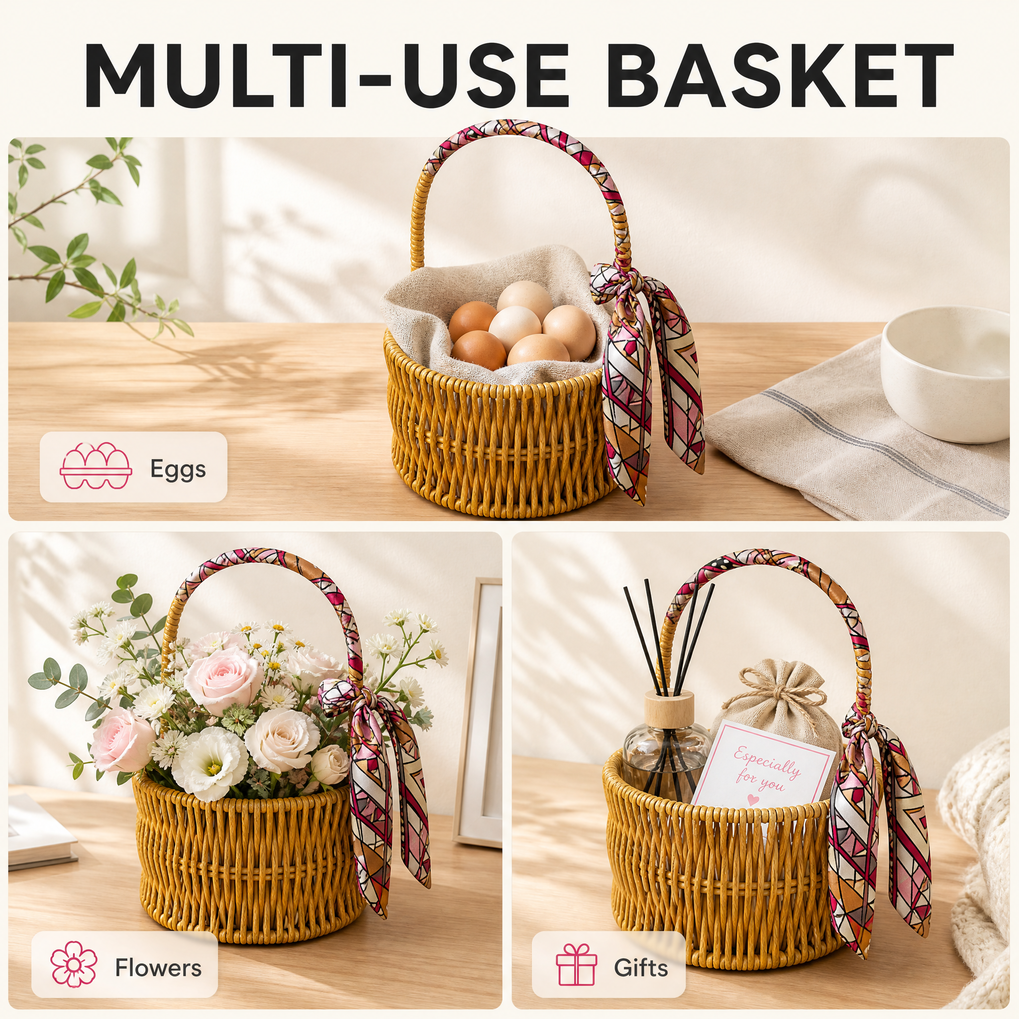 [主图-5] Round PP Rattan Storage… - 图片创意预览