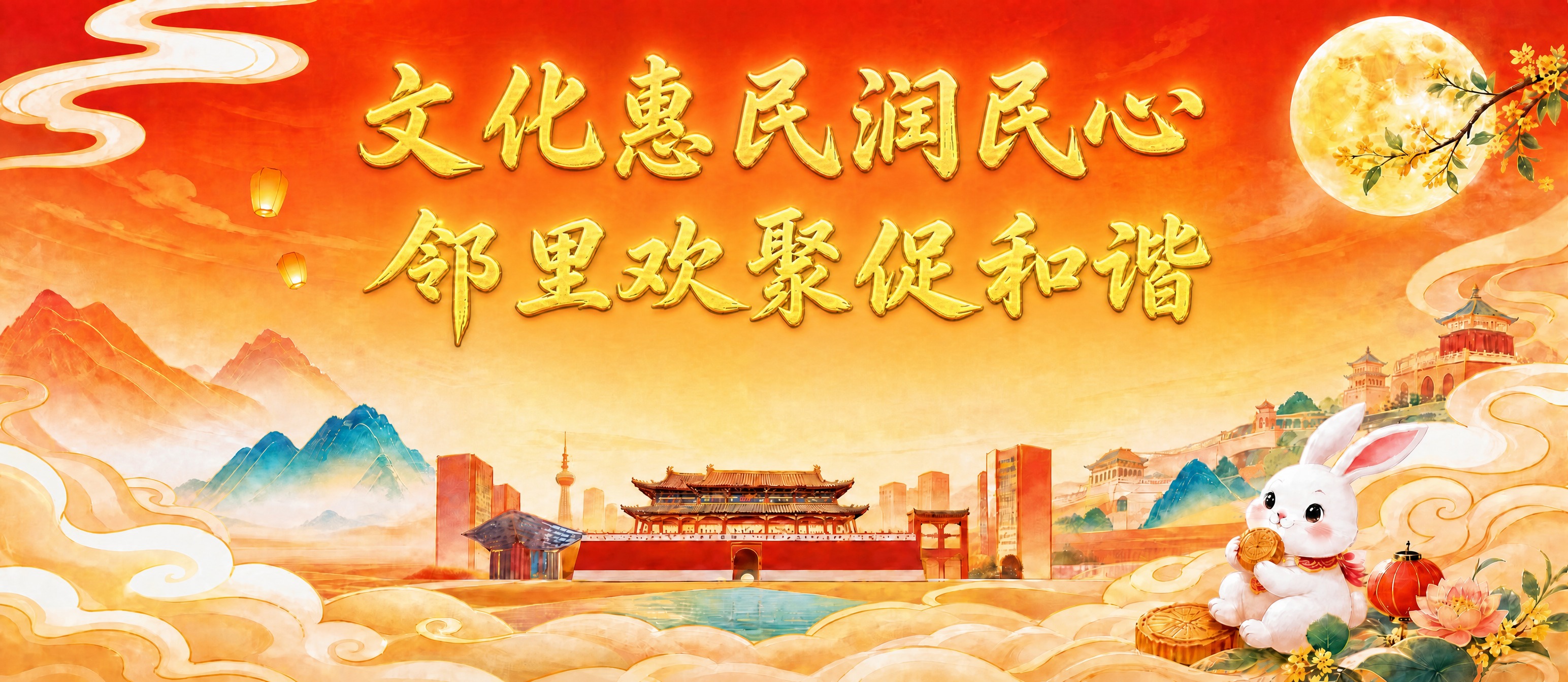 基于参考图，将画面中央两行金色书法大字的文字内容替换为：第一行… - 图片创意预览