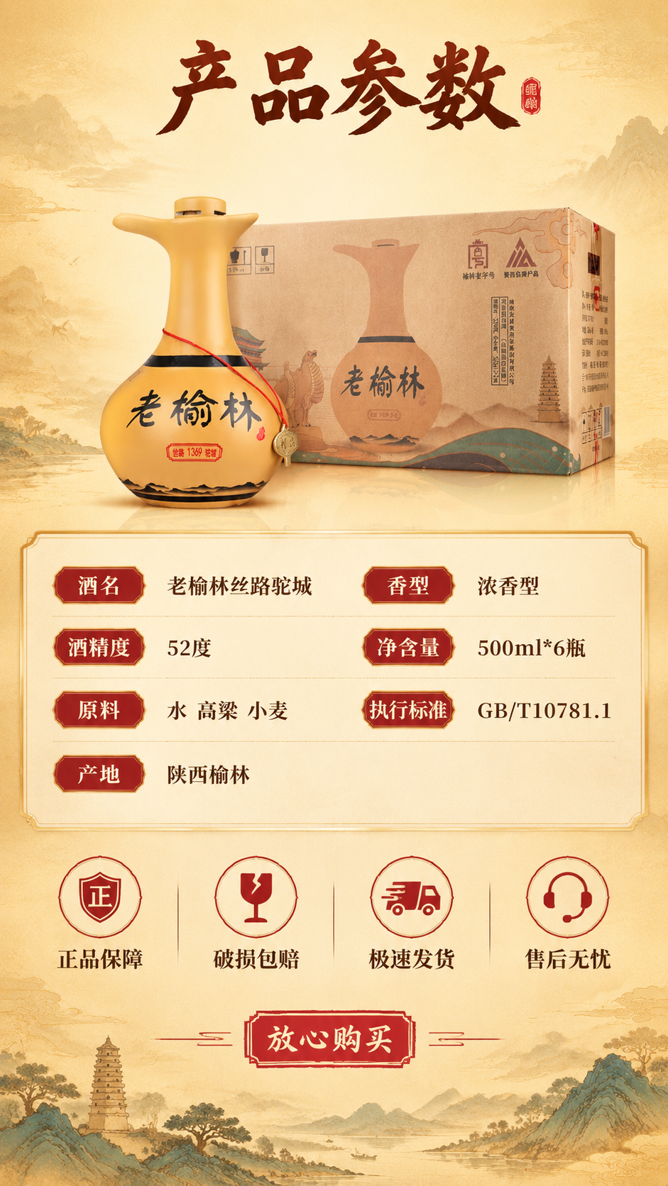 [商品] 使用【图2】老榆林白酒老款陶瓷瓶正面、【图4】老款外… - 图片创意预览