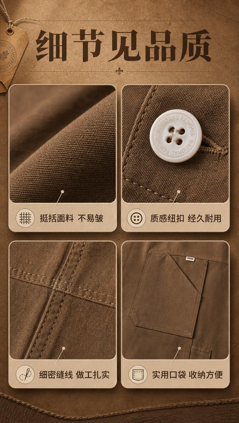 [商品] 使用【图1】棕色翻领短款夹克；商品处理：保留翻领、单… - 图片创意预览