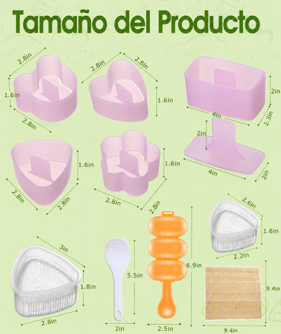保留产品和尺寸标注，只将标题文字Product Size翻译为西班牙语Tamaño del Producto，不修改产品和尺寸数字预览效果