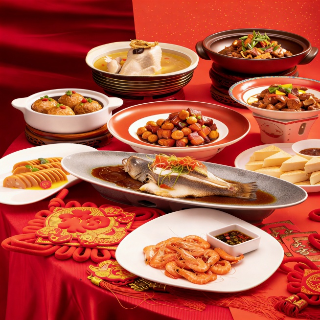 将这张年夜饭美食图片调整为300DPI分辨率，保持画面内容不变预览效果