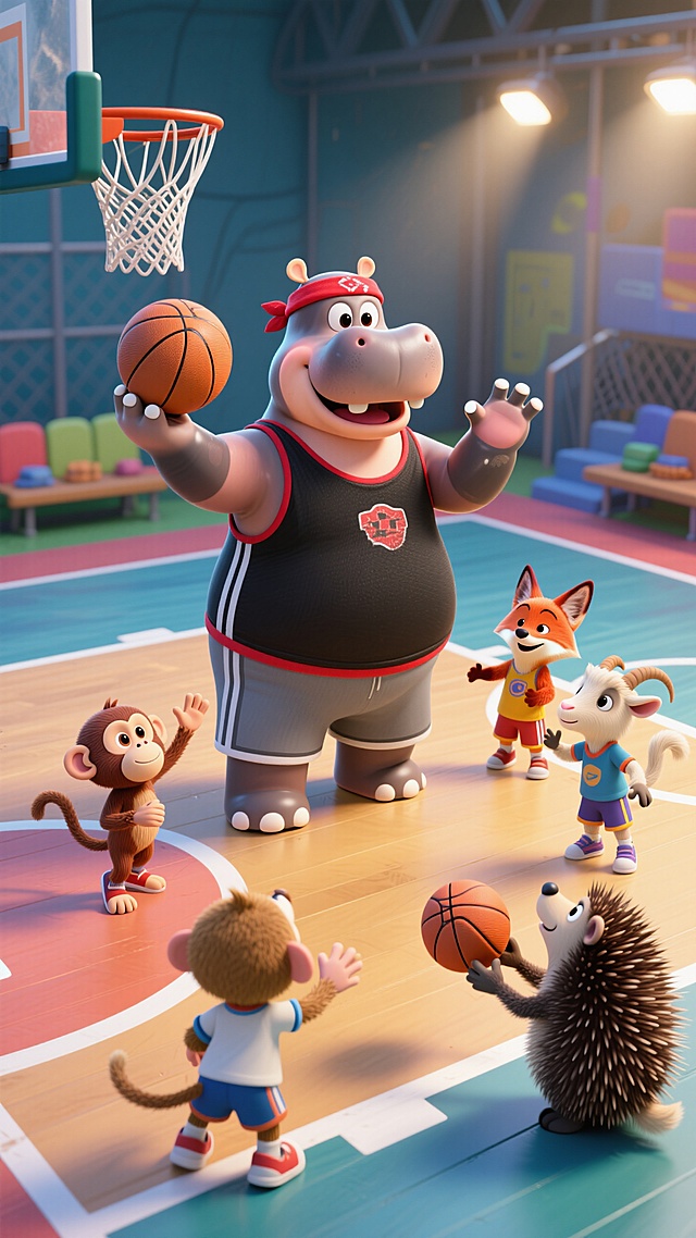 🐴河马体育老师，篮球课萌趣十足🏀