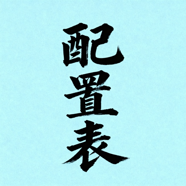 请只使用“配置表”三个字，生成一张指定尺寸的图片，图片固定尺寸324px*220px，格式JPG/PNG。要求：字体又毛笔字手写效果，字为黑色，字体要大，居中，背景色是单色且不是白色预览效果