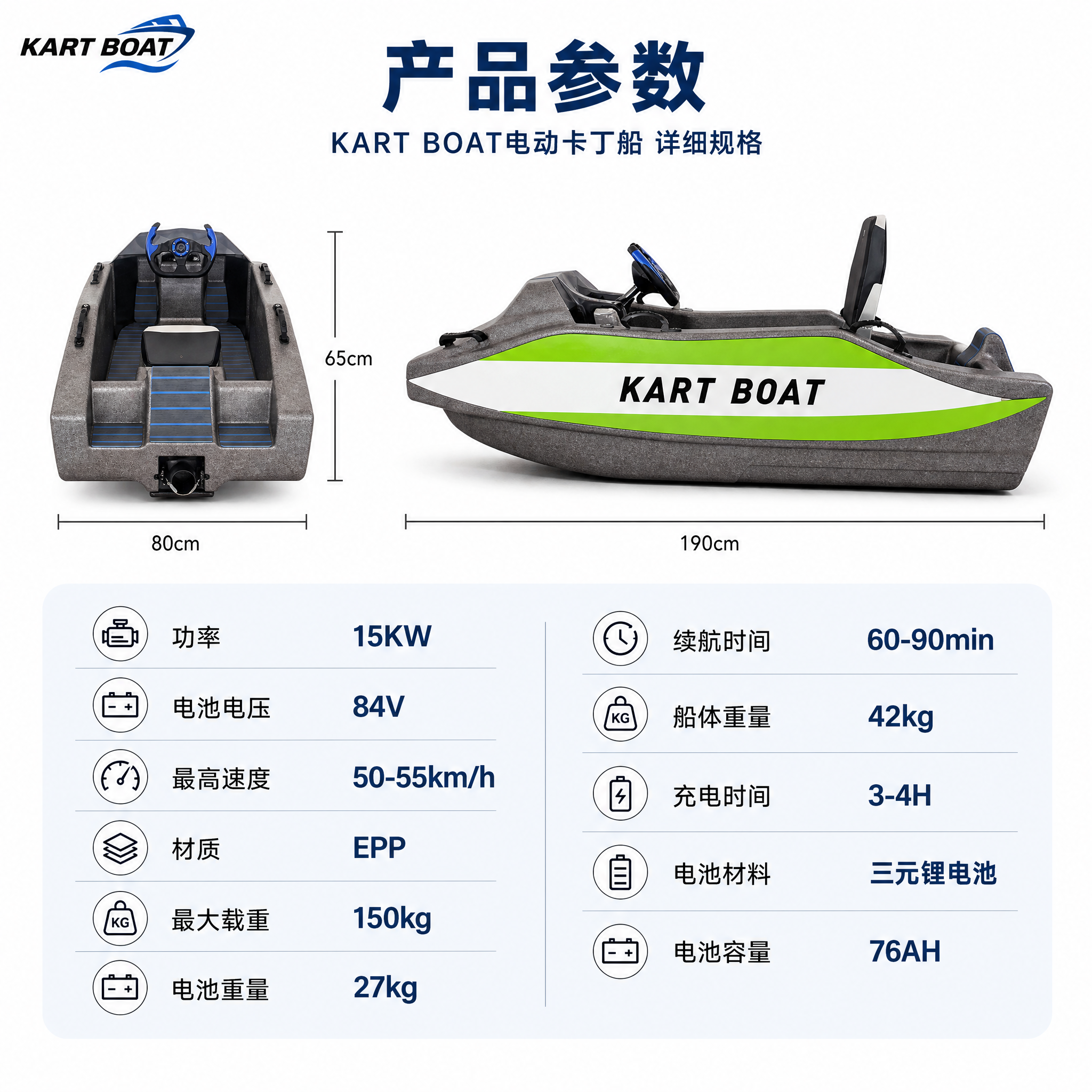 [主图-5] 规格参数-KART BOAT电动卡丁船完整参数表… - 图片创意预览