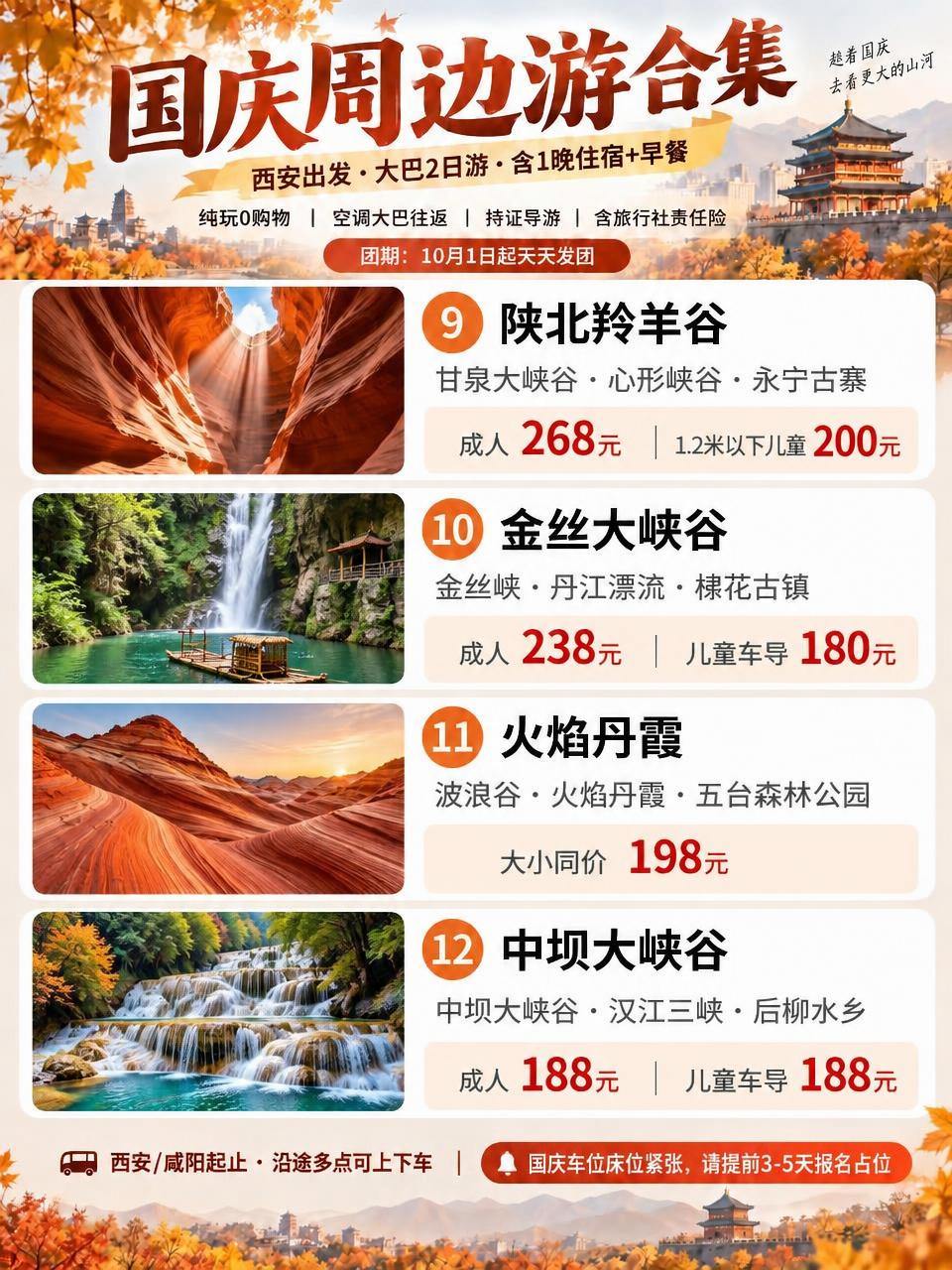 基于参考海报的秋景风格和版式设计，将4条线路替换为第9-12号… - 图片创意预览