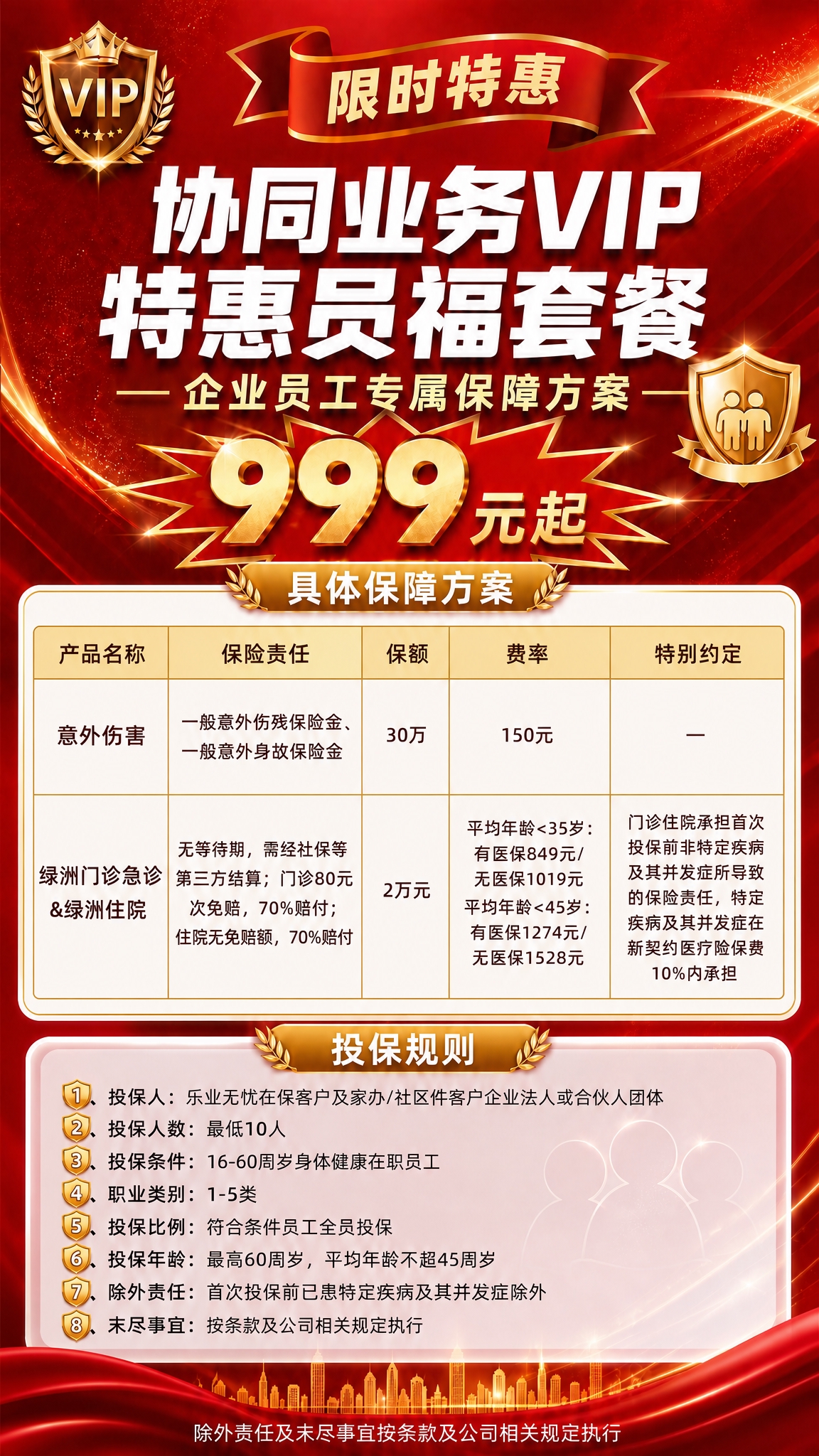 基于上一张红金商务风格的保险海报，保持整体风格、顶部设计（VI… - 图片创意预览
