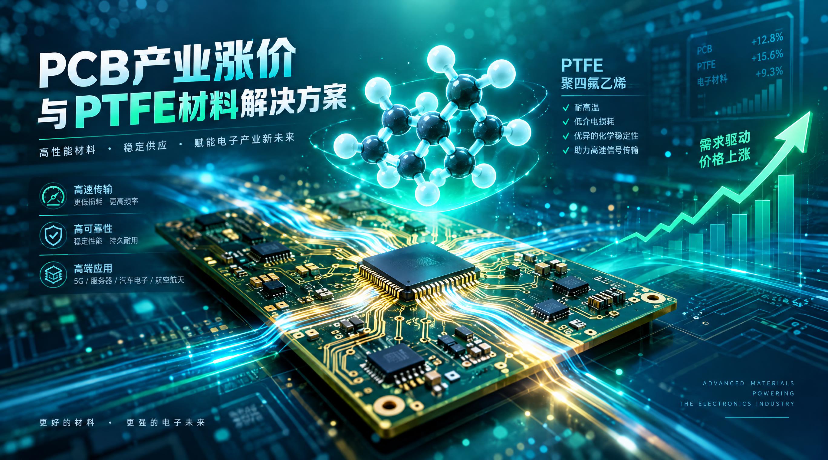 科技产业感封面图，主题为PCB产业涨价与PTFE材料解决方案。… - 图片创意预览
