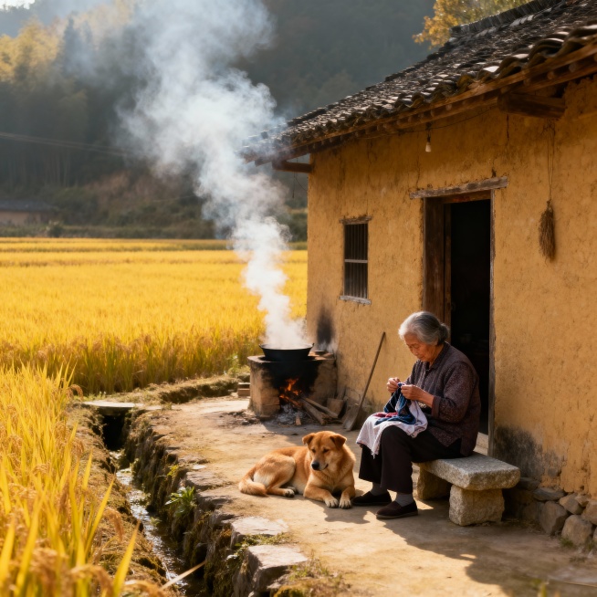 一张表现广袤大地、田野或充满烟火气的质朴生活场景的图片，传递坚韧、温暖与根基感。预览效果