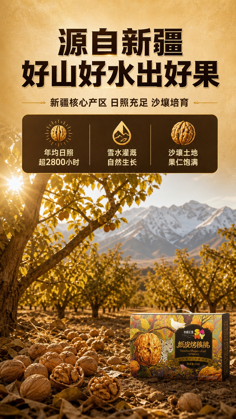 [商品] 使用【图2】神秘尼雅纸皮烤核桃礼盒正面图作为右下角辅… - 图片创意预览
