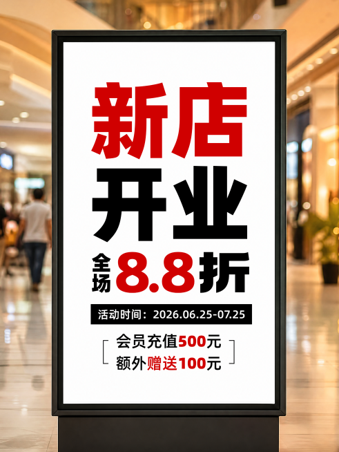 新店开业商品零售促销宣传推广广告灯牌实景风小红书封面预览效果