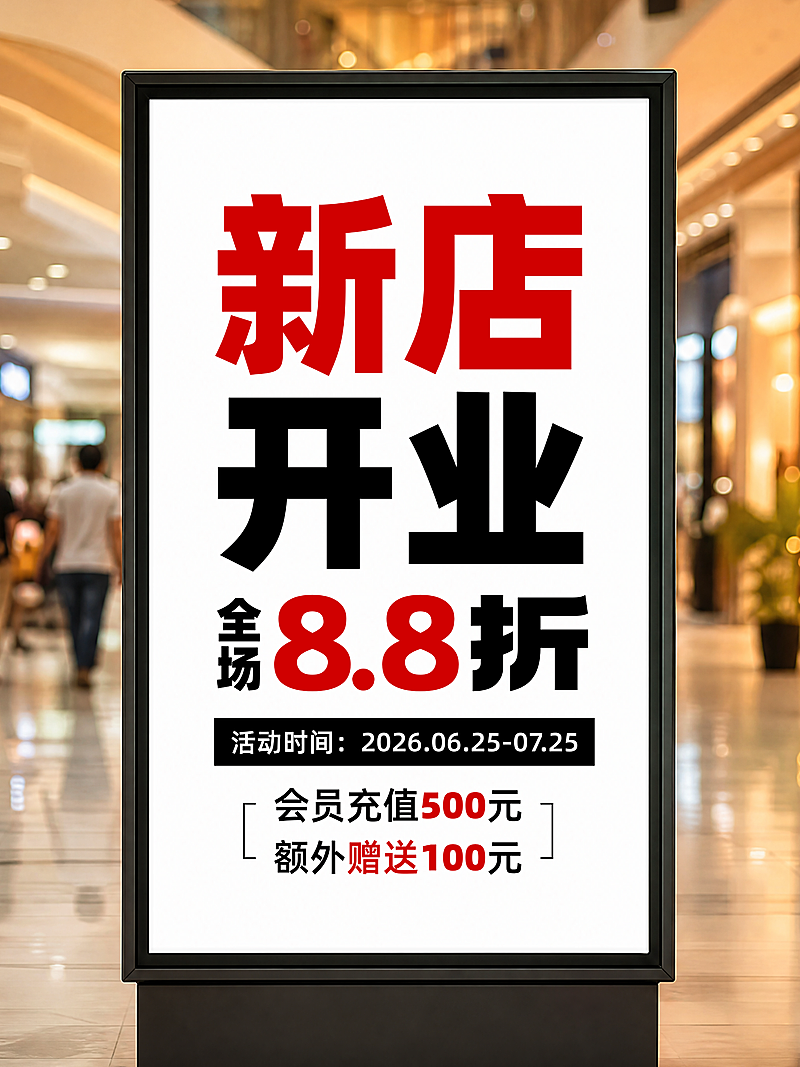 新店开业商品零售促销宣传推广广告灯牌实景风小红书封面
