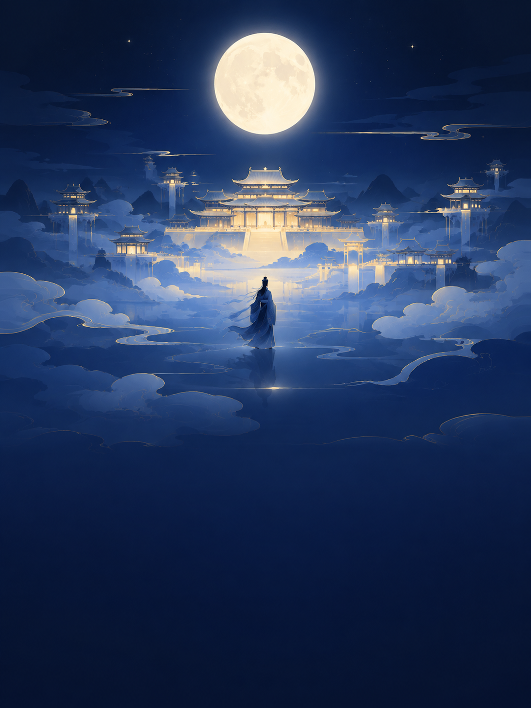 参考图风格：深蓝色渐变背景，扁平化插画风格，简约现代设计，竖版… - 图片创意预览