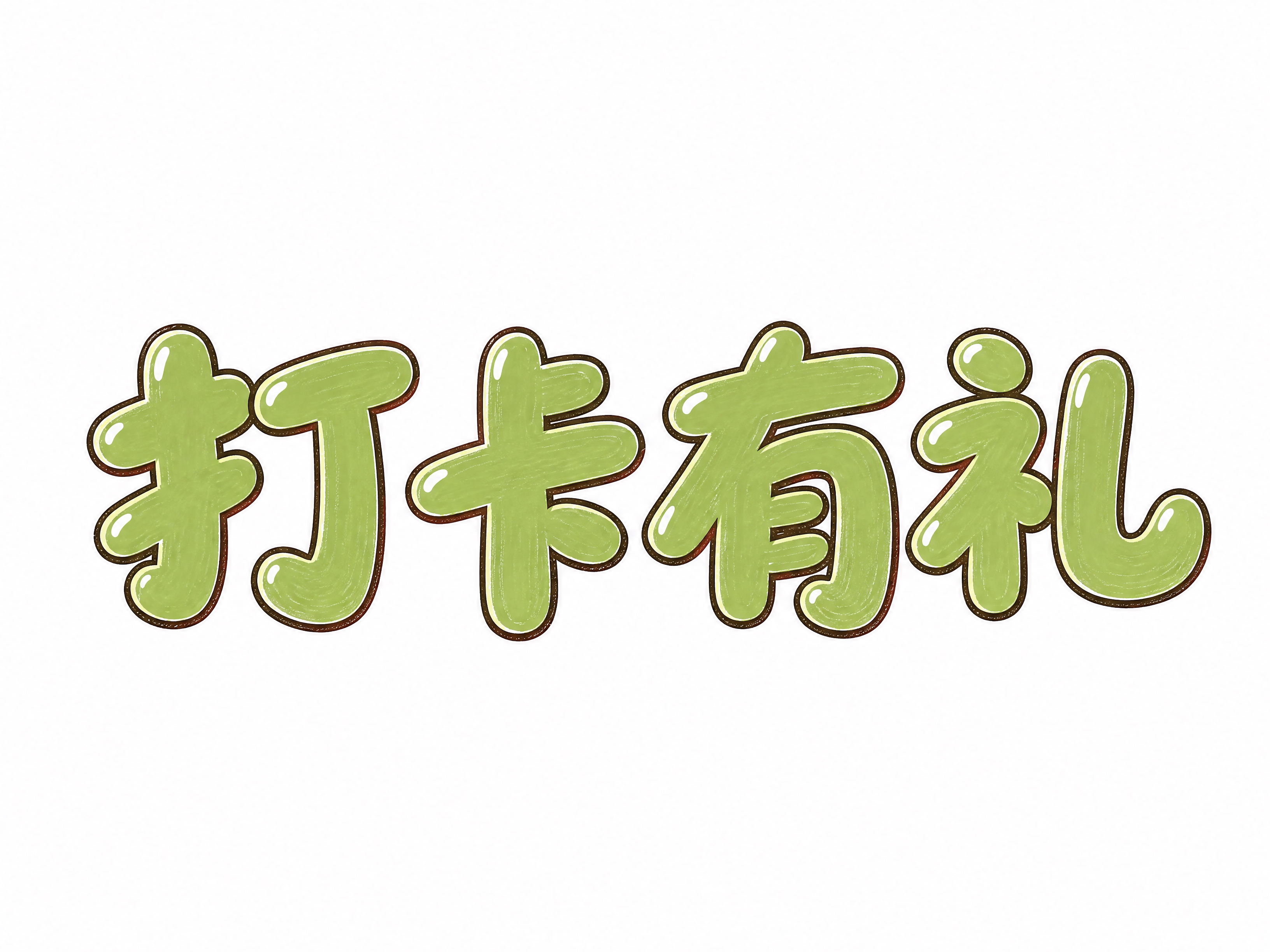 参考图中的字体风格，生成"打卡有礼"四个大字的艺术字体，完全复… - 图片创意预览