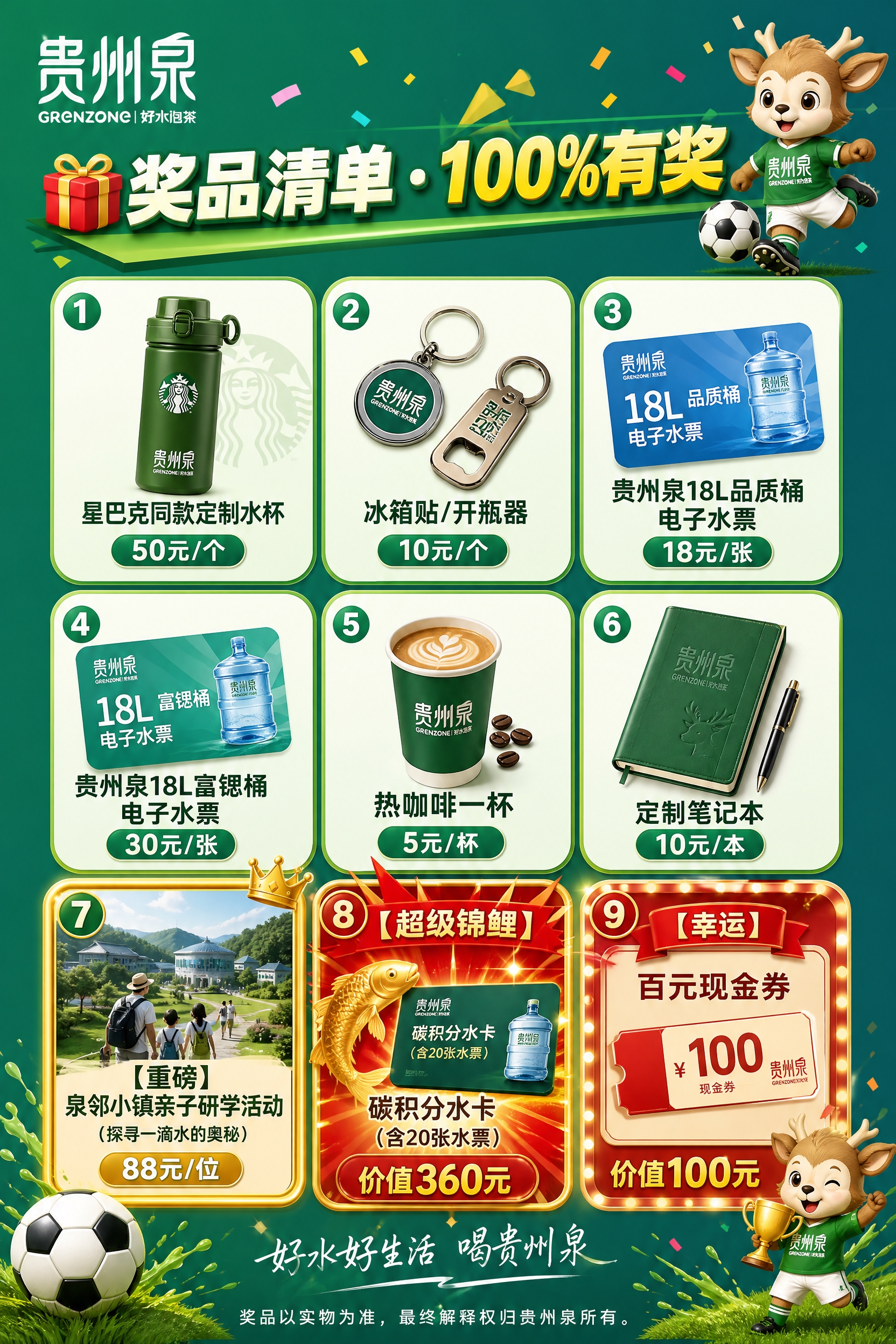 A4竖版活动海报反面，贵州泉品牌绿色系为主色调（深绿到青绿渐变… - 图片创意预览