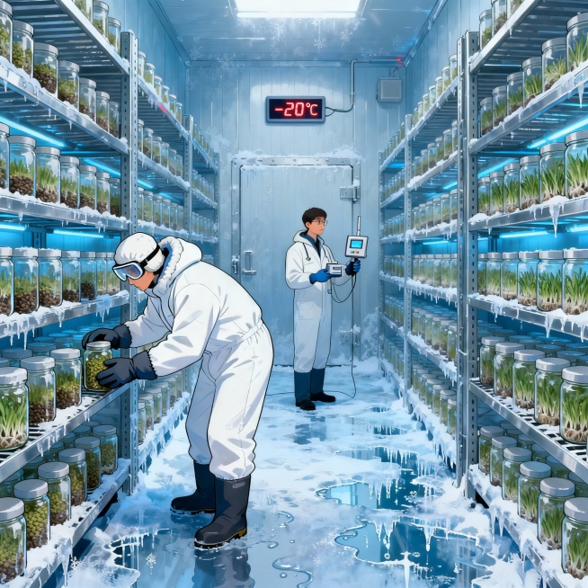 进入零下20摄氏度的冷藏库 ，部分种子每5年会被“唤醒”一次，做发芽测试，检测其活力。预览效果