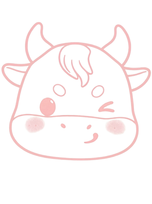 再次加粗所有淡粉色描边，保持颜色为#FFCBCB不变，保留原有的线稿造型、腮红和整体布局，背景为纯白预览效果