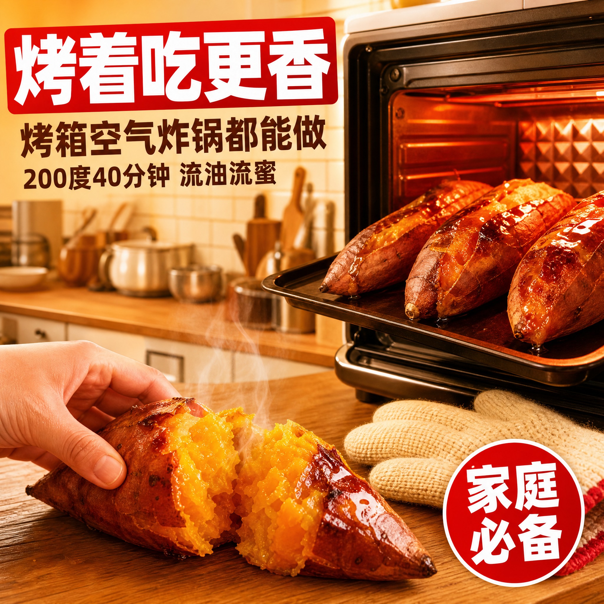[主图-4] 食用场景 烤红薯 家庭厨房。 [统一基调] 拼多… - 图片创意预览
