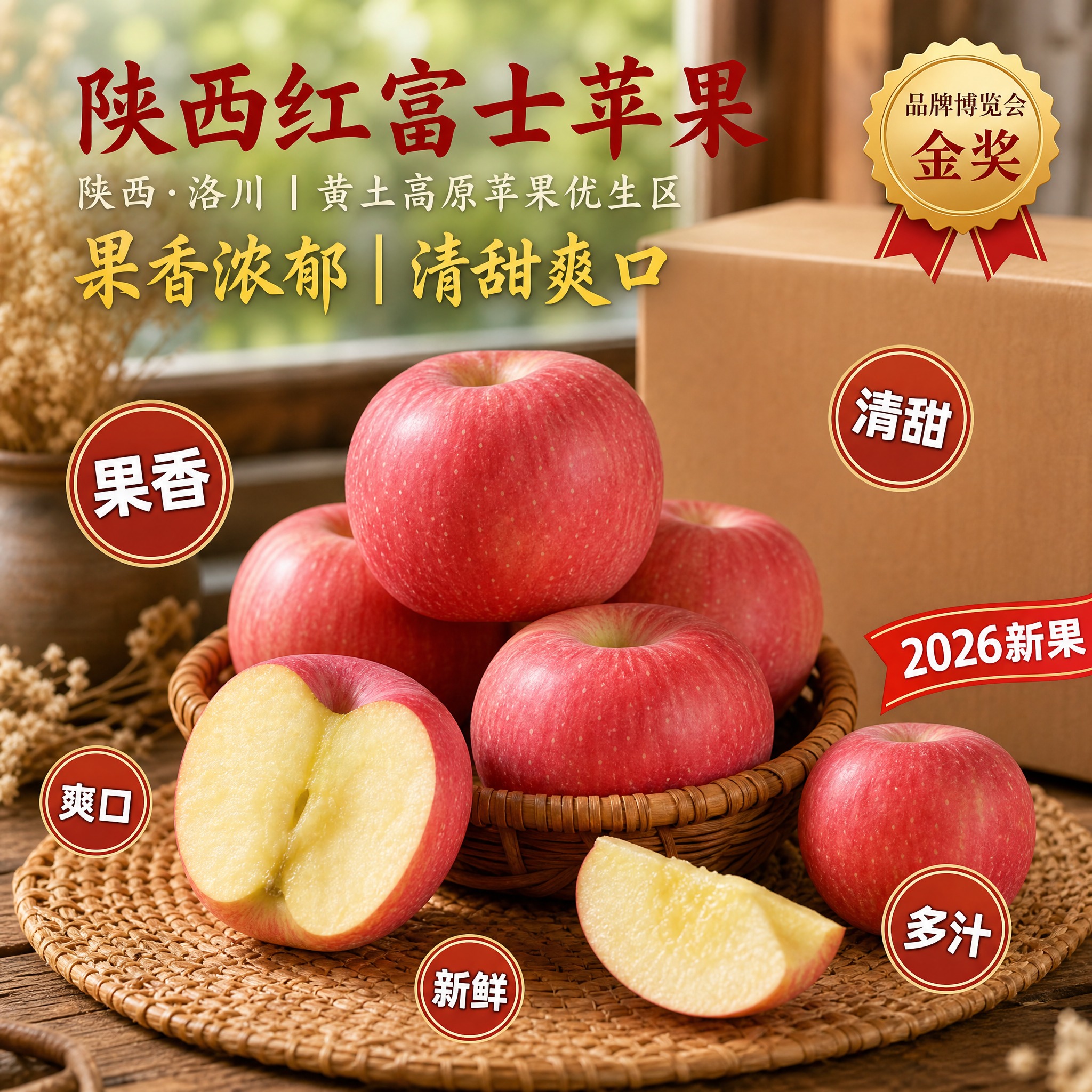 京东生鲜电商主图，800×800像素，1:1正方形。主题：陕西… - 图片创意预览